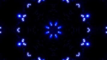 Blue abstract pattern with lights. Kaleidoscope VJ loop video