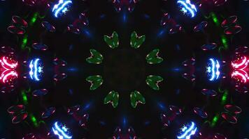 Colorful circular pattern of lights. Kaleidoscope VJ loop video