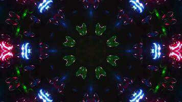 Colorful circular pattern of lights. Kaleidoscope VJ loop video