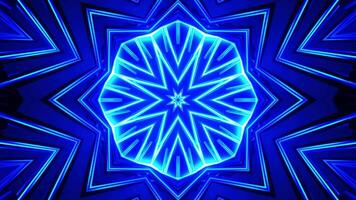 Blue and white abstract pattern with star. Kaleidoscope VJ loop video