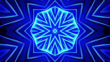 Blue and white abstract pattern with star. Kaleidoscope VJ loop video