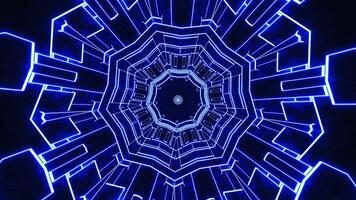 Blue and white abstract pattern with circular shape. Kaleidoscope VJ loop video