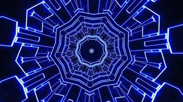 Blue and white abstract pattern with circular shape. Kaleidoscope VJ loop video