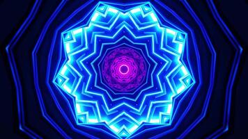 Blue and purple circular pattern with light. Kaleidoscope VJ loop video