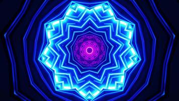 Blue and purple circular pattern with light. Kaleidoscope VJ loop video