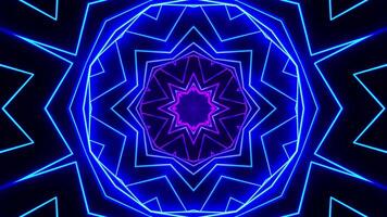 Blue and purple abstract pattern with star. Kaleidoscope VJ loop video