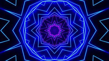 Blue and purple abstract pattern with star. Kaleidoscope VJ loop video