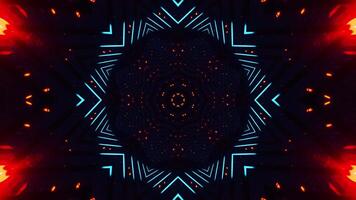 Blue and white abstract pattern with star. Kaleidoscope VJ loop video