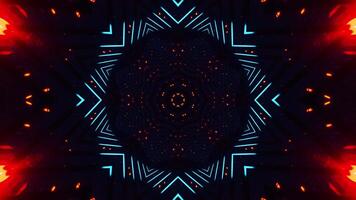 Blue and white abstract pattern with star. Kaleidoscope VJ loop video