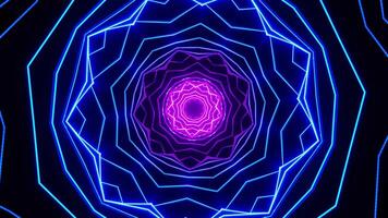 Blue and purple light tunnel. Kaleidoscope VJ loop video