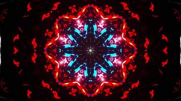 Red and blue abstract pattern with lights. Kaleidoscope VJ loop video