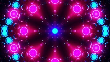 Colorful abstract pattern with blue and pink lights. Kaleidoscope VJ loop video