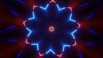 Glowing star in the dark. Kaleidoscope VJ loop video