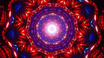 Red and blue circular light pattern. Kaleidoscope VJ loop video
