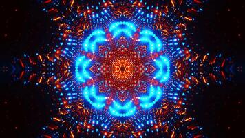 Colorful abstract design with blue and orange lights. Kaleidoscope VJ loop video