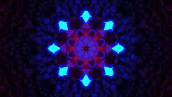 Blue and purple light pattern with star. Kaleidoscope VJ loop video
