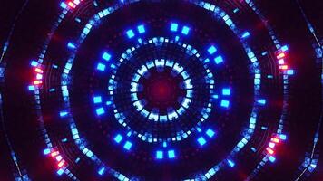 Circular light pattern with blue and red lights. Kaleidoscope VJ loop video