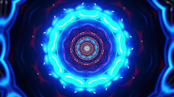 Red and blue circular animation with black background. Kaleidoscope VJ loop video