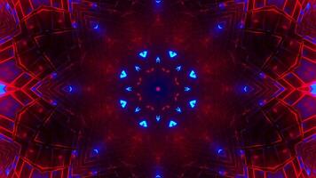 rood en blauw abstract ontwerp. caleidoscoop vj lus video