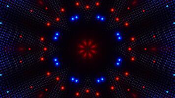 Colorful abstract pattern with red and blue lights. Kaleidoscope VJ loop video