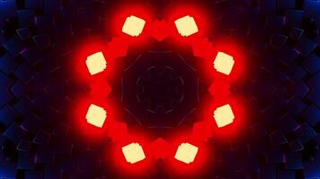 Colorful abstract pattern with blue and red lights. Kaleidoscope VJ loop video