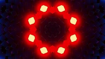 Colorful abstract pattern with blue and red lights. Kaleidoscope VJ loop video