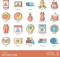 yoga icons set vector