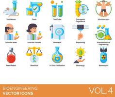 bioengineering icons set vector