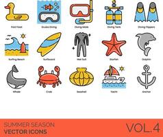 iconos de la temporada de verano vector