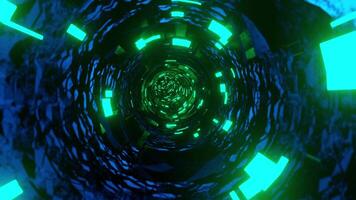 Circular animation with green lights in the middle of it. Infinitely looped animation video