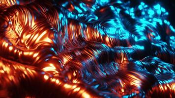 Glowing orange and blue liquid. Loop animation video