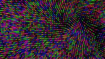 Colorful abstract background with spiral of colored lines on black background. Loop animation video