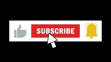 4k subscribe lower third button animation with transparency. video motion 2d animation footage