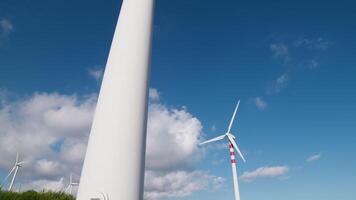 High power Wind turbine with clear sky behind it video