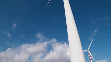 High power Wind turbine with clear sky behind it video