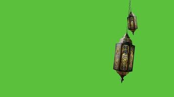 ai gegenereerd Ramadan lantaarn lus met groen scherm video