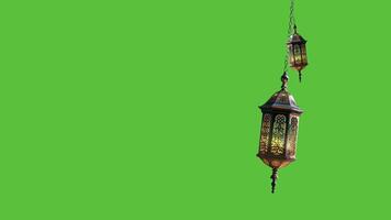 ai gegenereerd Ramadan lantaarn lus met groen scherm video