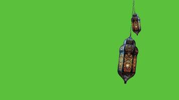 ai generado Ramadán linterna lazo con verde pantalla video
