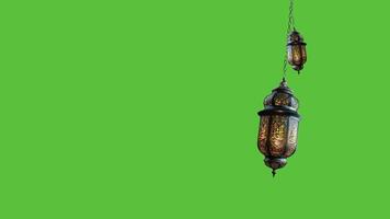 ai gegenereerd Ramadan lantaarn lus met groen scherm video