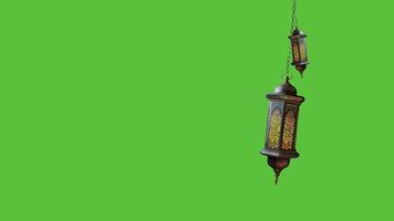 ai gegenereerd Ramadan lantaarn lus met groen scherm video