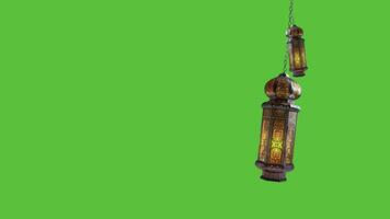 ai gegenereerd Ramadan lantaarn lus met groen scherm video