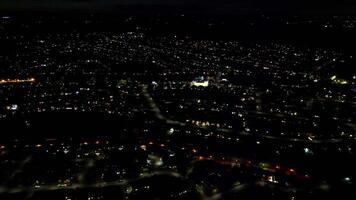 Aerial View of Illuminated Central Watford City of England UK at Night. March 3rd, 2024 video