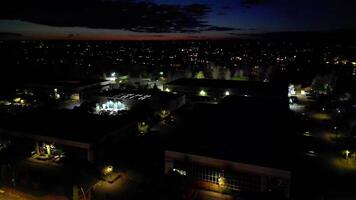 Aerial View of Illuminated Central Watford City of England UK at Night. March 3rd, 2024 video