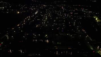 High Angle View of Illuminated Central Welwyn Garden City of England Great Britain at Night. March 1st, 2024 video