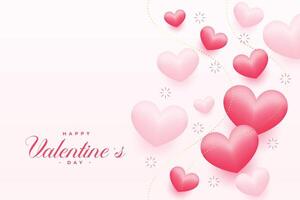 realistic floating 3d hearts valentines day greeting design vector