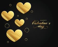 golden hearts valentines day premium greeting design vector