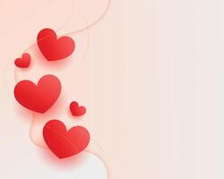 red floating hearts valentines day greeting design vector