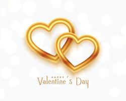 golden 3d hearts ring valentines day greeting vector