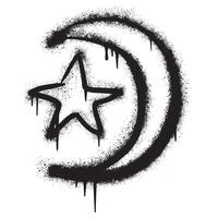 Spray Painted Graffiti moon and star Sprayed isolated with a white background. vector