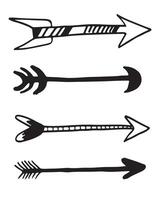 Set of black hand drawn arrows. Hipster ethnic vector elements isolated on white background.vector illustration.